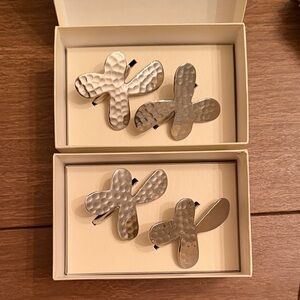 Neiman Marcus Hammered Silver Butterfly Napkin Rings Set of 4 Modern Decor New